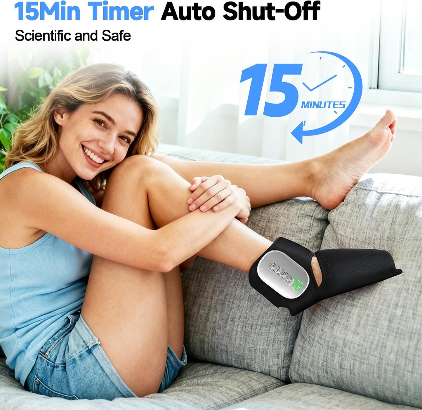 Portable Air Compression Foot Massager with Heat,4 Heat 4 Modes 3 Airbags,Smart Timer,Cordless Ankle Compression Massage for Muscle Relaxation & Fatigue Relief,Gifts for Men Women(Size 5 to 9, 1PC)