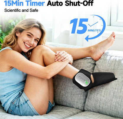 Portable Air Compression Foot Massager with Heat,4 Heat 4 Modes 3 Airbags,Smart Timer,Cordless Ankle Compression Massage for Muscle Relaxation & Fatigue Relief,Gifts for Men Women(Size 5 to 9, 1PC)
