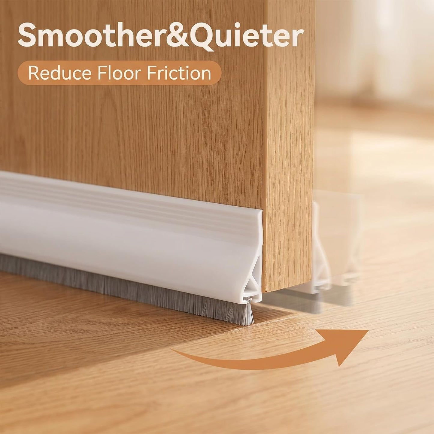 39" Door Sweeps Screen Door Bottom Sweep with Brush | Adhesive Under Door Sweep for Exterior Interior, Door Gap Filler Bottom Seal Keeping Draft, Noise, Dust, Unwanted Animals Out