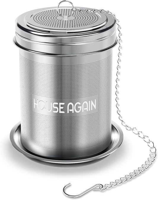 House Again Tea Infusers, Extra Fine Mesh Tea Strainers for Loose Tea, Updated Slim Threaded Lid & 304 Stainless Steel, Filter Bags Diffusers, Loose Leaf Tea Steeper for Brew Tea Spices & Seasonings