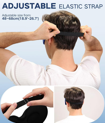 Vynix® Sleep Mask for Men Women-Eye Masks for Side Sleepers, 3D Contoured Night Blindfold 100% Blockout Pressure-Free, Soft Lightweight Breathable Eye Cover Shade Sleeping for Airplane, Travel, Black