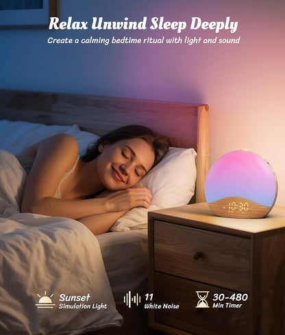 ecozy Sunrise Alarm Clock for Bedroom, White Noise Sound Machine