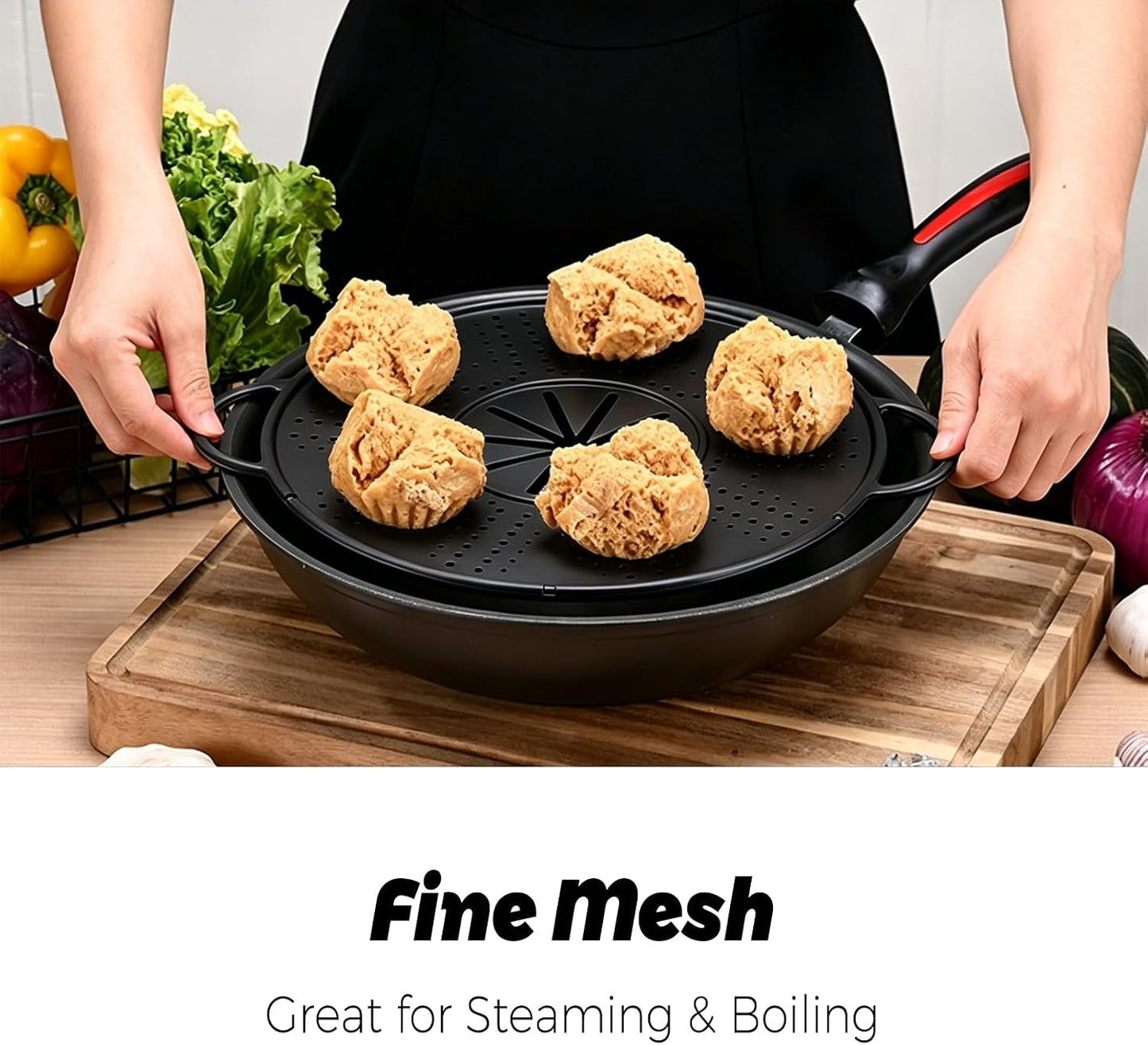 Splatter Screen for Frying Pan,Oil Grease Splatter Guard for Frying Pan | 13.4" x 11" Silicone Grease Screen, Fine Mesh for Crispy Frying,Universal Fit for Skillet and Saucepan