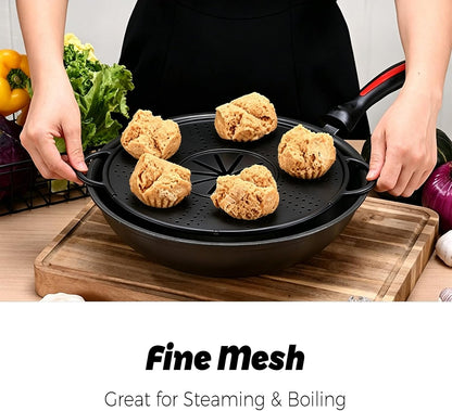 Splatter Screen for Frying Pan,Oil Grease Splatter Guard for Frying Pan | 13.4" x 11" Silicone Grease Screen, Fine Mesh for Crispy Frying,Universal Fit for Skillet and Saucepan