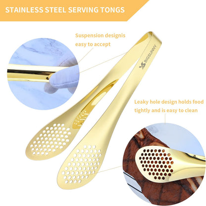 MSY BIGSUNNY 9 inch Buffet Tongs, Set of 2 Stainless Steel Food Serving Tongs