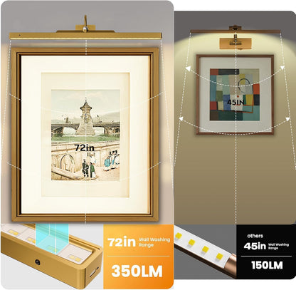 Picture Light for Wall, 12" Rechargeable Wireless Battery Operated Painting Lighting, Dimmable LED with Remote 3CCT for Wall Art Gallery Display (Black)