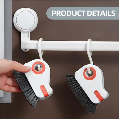 2 in 1 Groove Cleaning Brush, Grout Cleaner Tool & Multifunction Window Track Cleaner (with Hidden Scraper or Mini Dustpan) – for Glass Door Tracks, Window Sills, Sliding Doors (Orange)