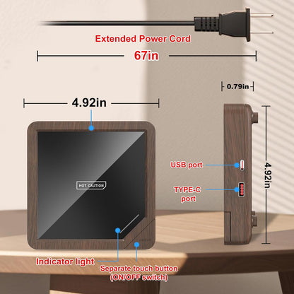 Coffee Mug Warmer with 2 USB Charging Ports: Auto Shut-Off Candle Wax Warmer - Heated Beverage Coffee Accessories for Home Office Desk - U1 Black