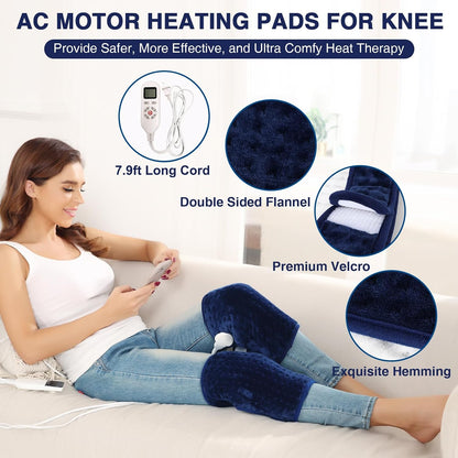 JOBYNA Heating Pad for Neck, Hands-Free Electric Heated Neck Wrap for Pain Relief, 29"×8'' Neck Heat Pad with 8.53ft Power Cord, Auto Shut Off,Size/Temperature/Time Adjustable（Navy）