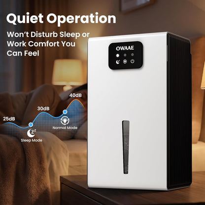 Dehumidifier, 1000 sq.ft Dehumidifiers for Home Bedroom Bathroom Basement with 95oz Water Tank, Sleep Mode, Auto Shut-Off 7 Colors LED Light, Grey