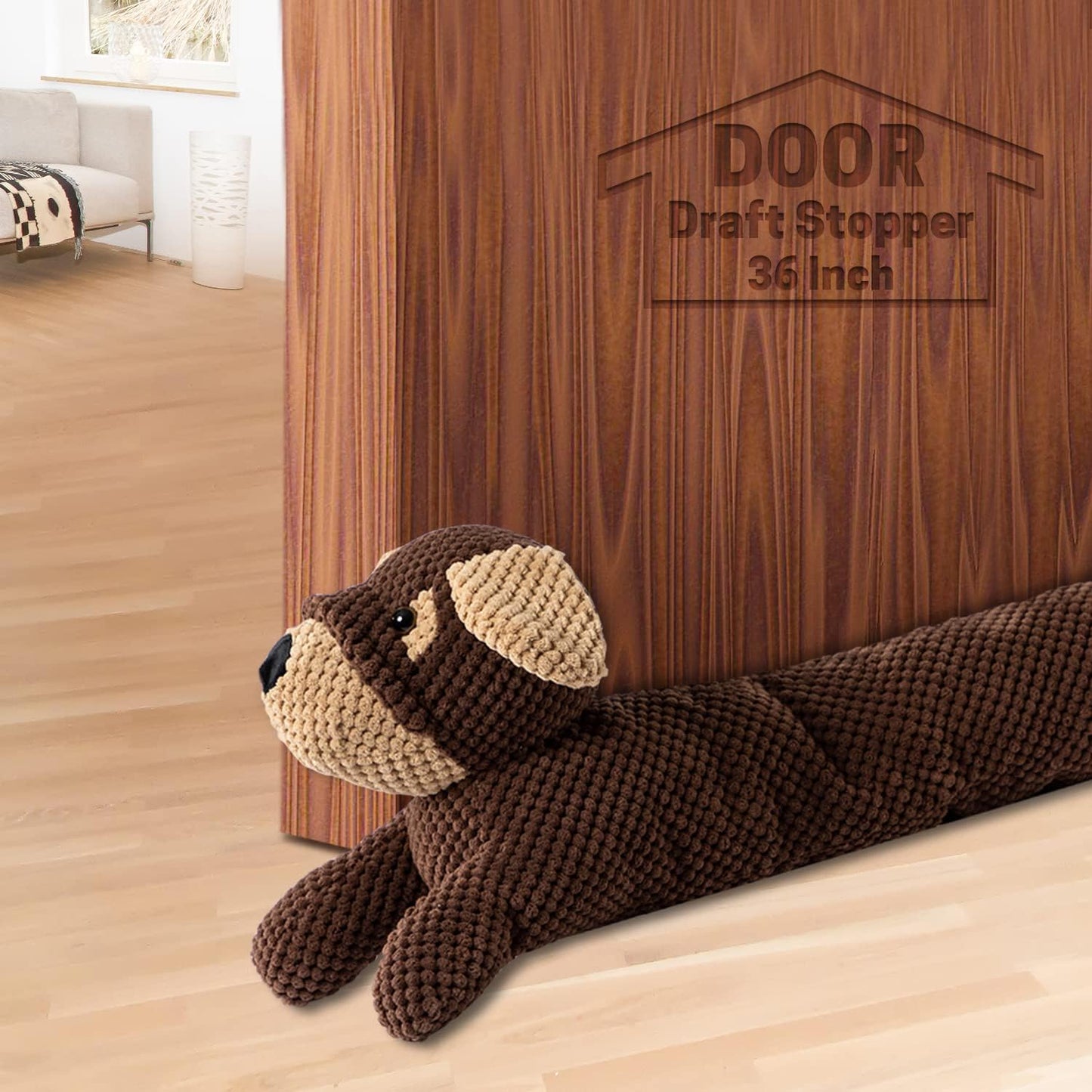 SWISSELITE 36 Inch Under Door Stopper, Decorative Door Noise Blocker | Weighted 3.2 Pounds Animal Air Draft Stopper Soundproof Energy Saver for Door & Window