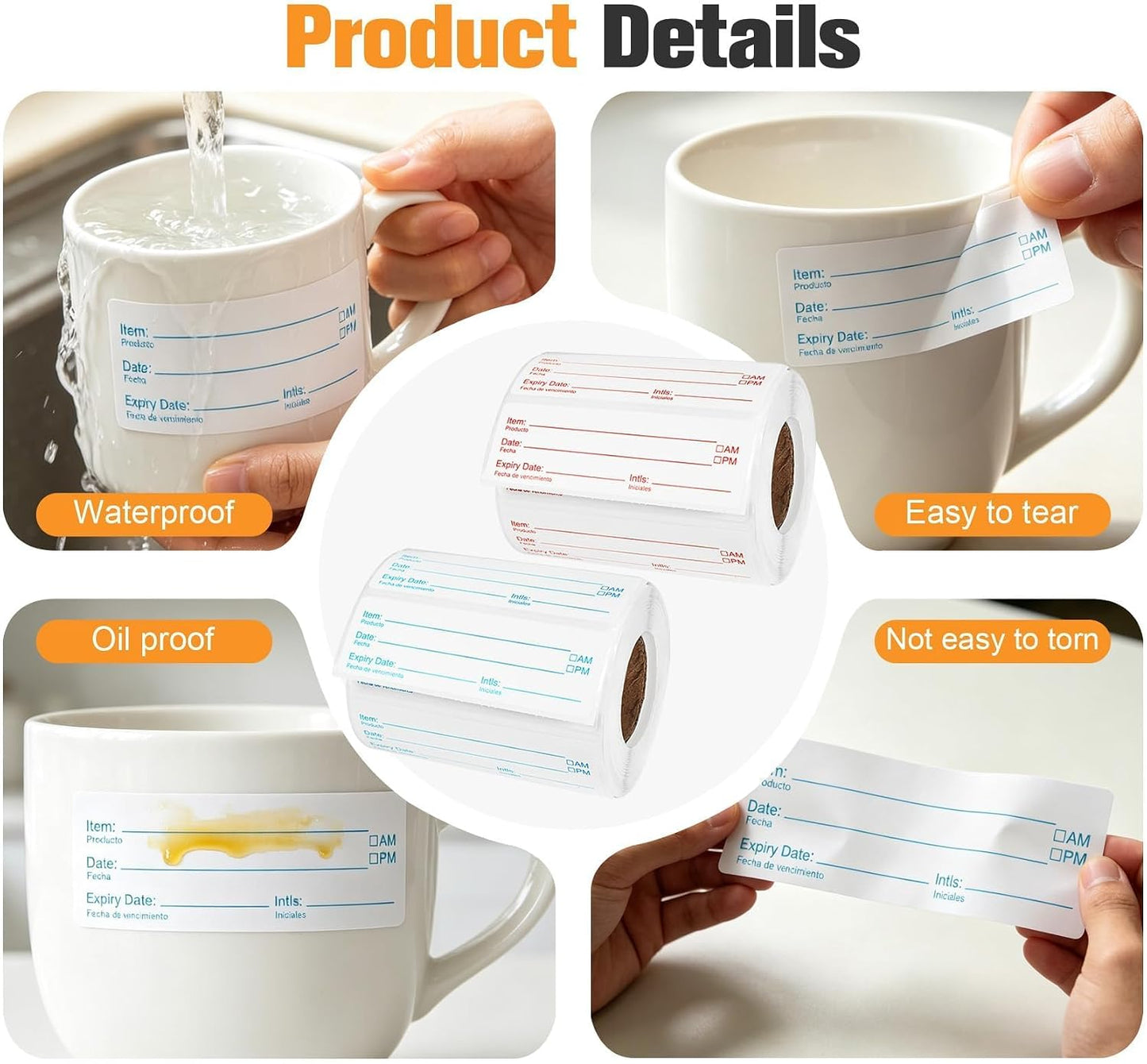 1000 Food Labels 1x3 Removable Food Date Labels Stickers for Containers | ilauke Large Freezer Labels Kitchen Freezer Tape Sticky Labels to Write on Easy Peel Off for Jar Pantry Canning Bottle Buffet