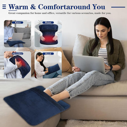 Double Sided Electric Foot Warmer with LCD Display, Foot Heating Pad, Navy