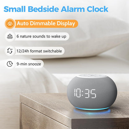 REACHER Auto Dimmable Sound Machine Alarm Clock with Night Light for Girls