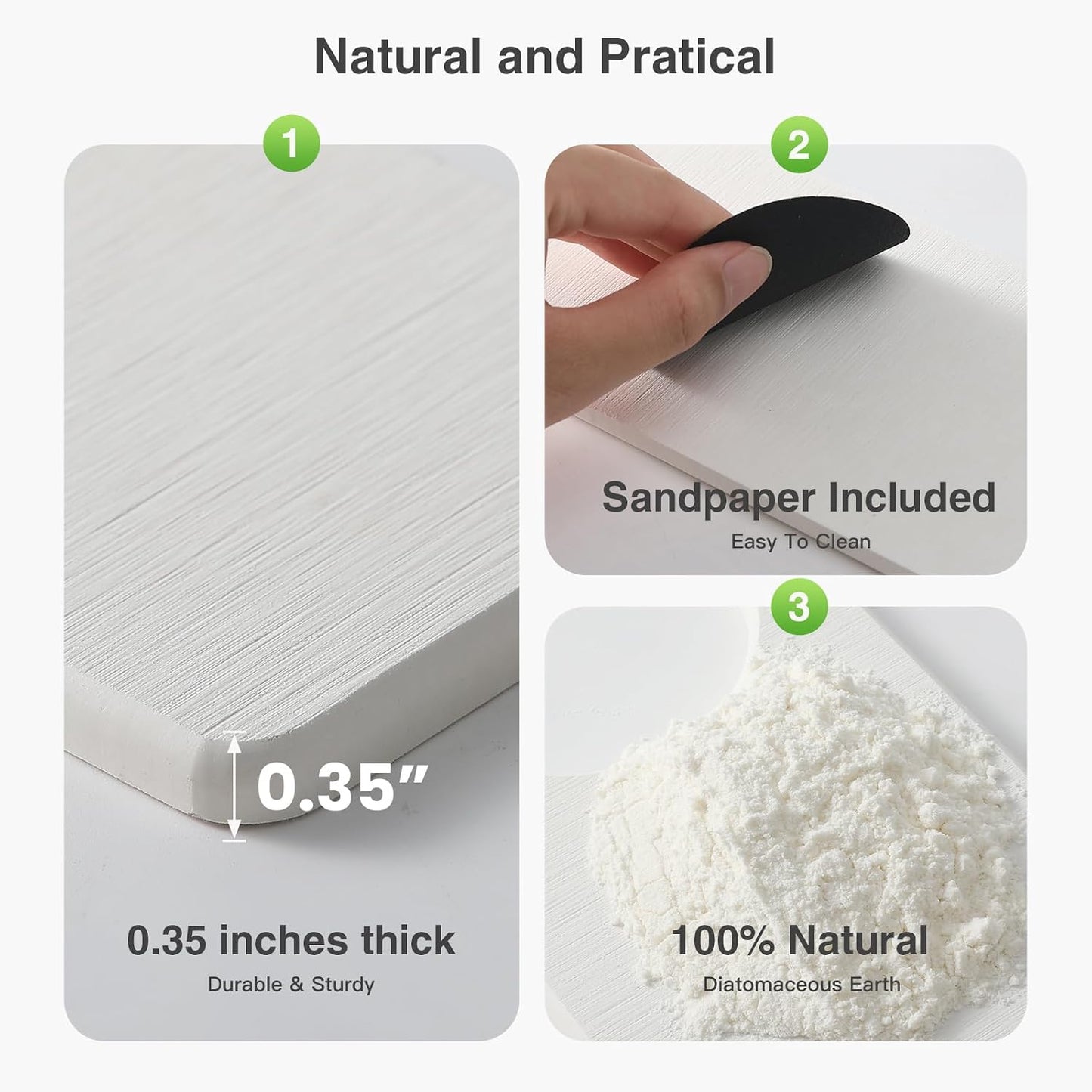 Premium Stone Faucet Mat for Kitchen Sink, 30" x 4" White | Quick Drying & Water Absorbent, Sink Splash Guard Tray for Prevents Moisture Buildup