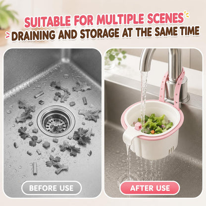 Hanging Sink Drain Basket,2026 New Cactus Kitchen Sink Strainer Basket,Multifunctional Kitchen Sink Strainer Press Automatic Dumping Basket,Self-Cleaning Faucet Hanging Filter Basket(Green)