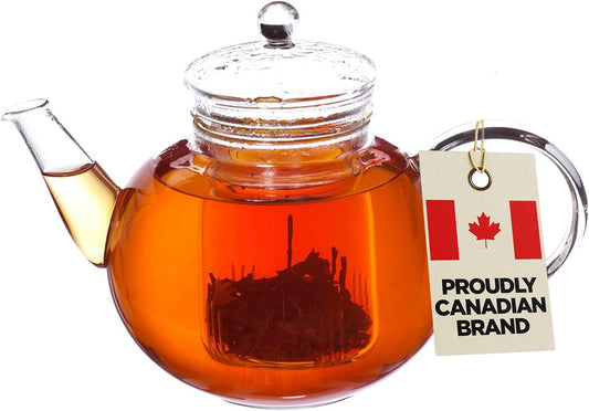 GROSCHE Monaco Heatproof Glass Teapot with Glass Tea Infuser, 42 oz (1.25L) | Fine-Mesh Infuser Steeps Loose Leaves, While Thermal-Shock Resistance and Dishwasher-Safe Parts Simplify Brewing and Cleanup