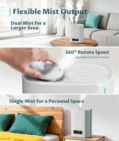 BREEZOME 6L Humidifier for Bedroom Large Room Smart Humidistat Control