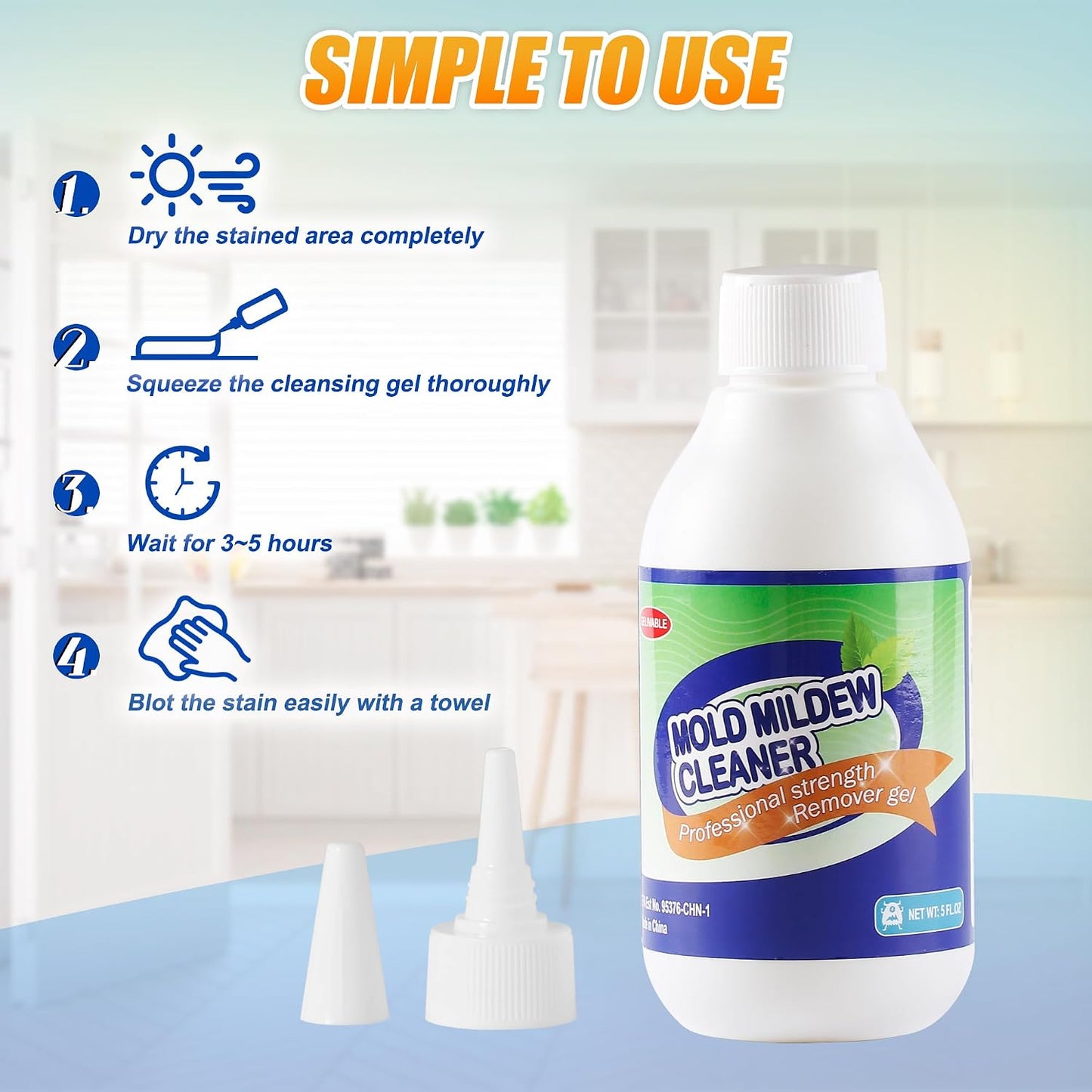 GELIVABLE Mold Mildew Cleaner Gel Household Cleaner for Wall Tiles Grout Sealant Bathroom Cleaning Home Kitchen Sinks Cleaning - 8 Fl.Oz(Pack of 1)