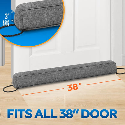 Comfyanno 38” Weighted Under Door Draft Stopper, 2.2lb Door Wind Blocker | Fits 3” Large Gap, Block Air Draft from Bottom Door, Fits Front Door, Bedroom Door, Interior Door, Easy to Install, Black
