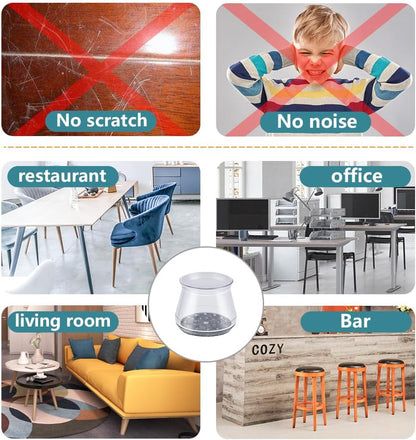 Ansible 24 Pcs Chair Leg Floor Protectors Square | Silicone Felt Furniture Leg Pads Caps Covers for Hardwood Floors (Fit:1-1/16" to 1-5/8")