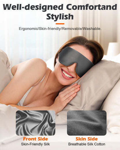 Silk Cordless Heated Eye Mask, Washable Heat Eye Compress for Dry Eye Electric Eye Heating Pad Warm Eye Mask for Eye Fatigue Stye Sinus Blepharitis MGD Gifts for Men Women