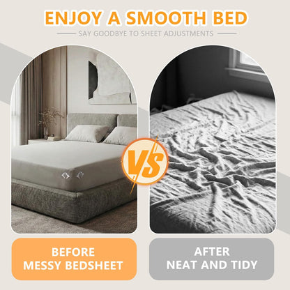 Bed Sheet Holder Corner Straps, Sheet Clips, Metal Material, Non-Slip, Easy to Install, Keep Sheets Firm & Tight All Night, Universal Clips (White)