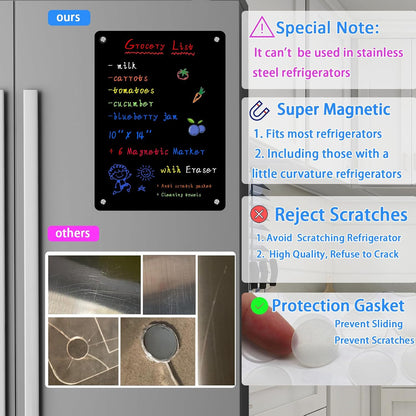 JonXon 8"x12" Acrylic Magnetic Dry Erase Board for Fridge, Clear Acrylic Magnet Calendar for Refrigerator,Includes 6 Dry Erase Markers(Clear Blank)