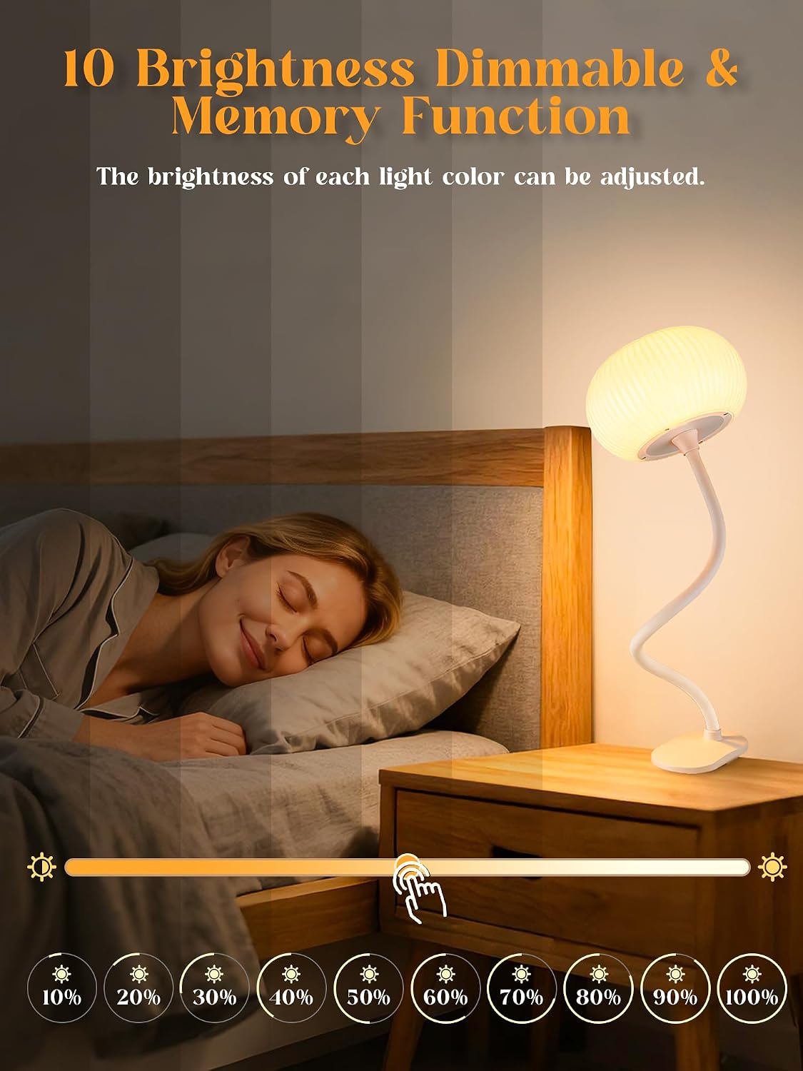 Clip on Lamp, 10 RGB Colors+10 Brightness Clip on Desk Lamp for Dorm Lamp
