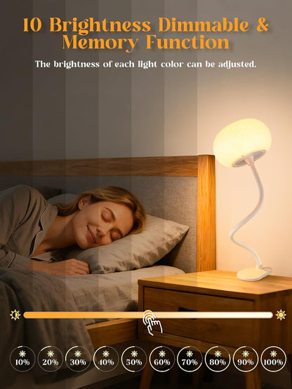 Clip on Lamp, 10 RGB Colors+10 Brightness Clip on Desk Lamp for Dorm Lamp