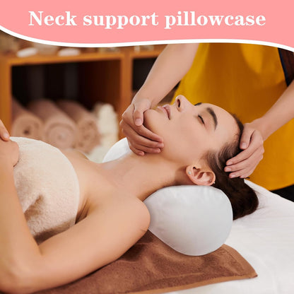 2PCS Neck Roll Pillowcases, 17x4 Inch Round Pillow Covers Cervical Neck Roll Pillow Cover Round Necks Pillows Cover Cylindrical Pillows Covers with Zipper for Home Decor (White)