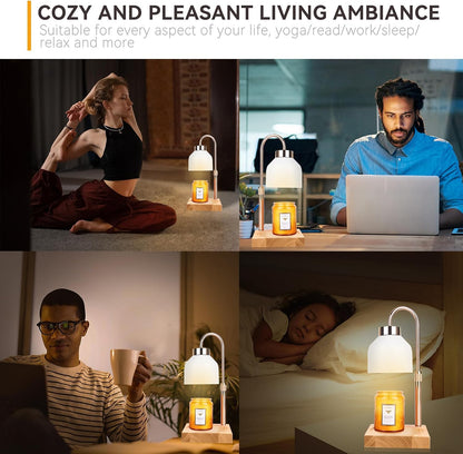 Candle Warmer Lamp with 3 Bulbs, Adjustable Height Dimmable Candle Warmer with Timer, Candle Lamp with Charming Gift Box Ribbon,Birthday Gifts for Women Mom, House Warming Gifts New Home Decor