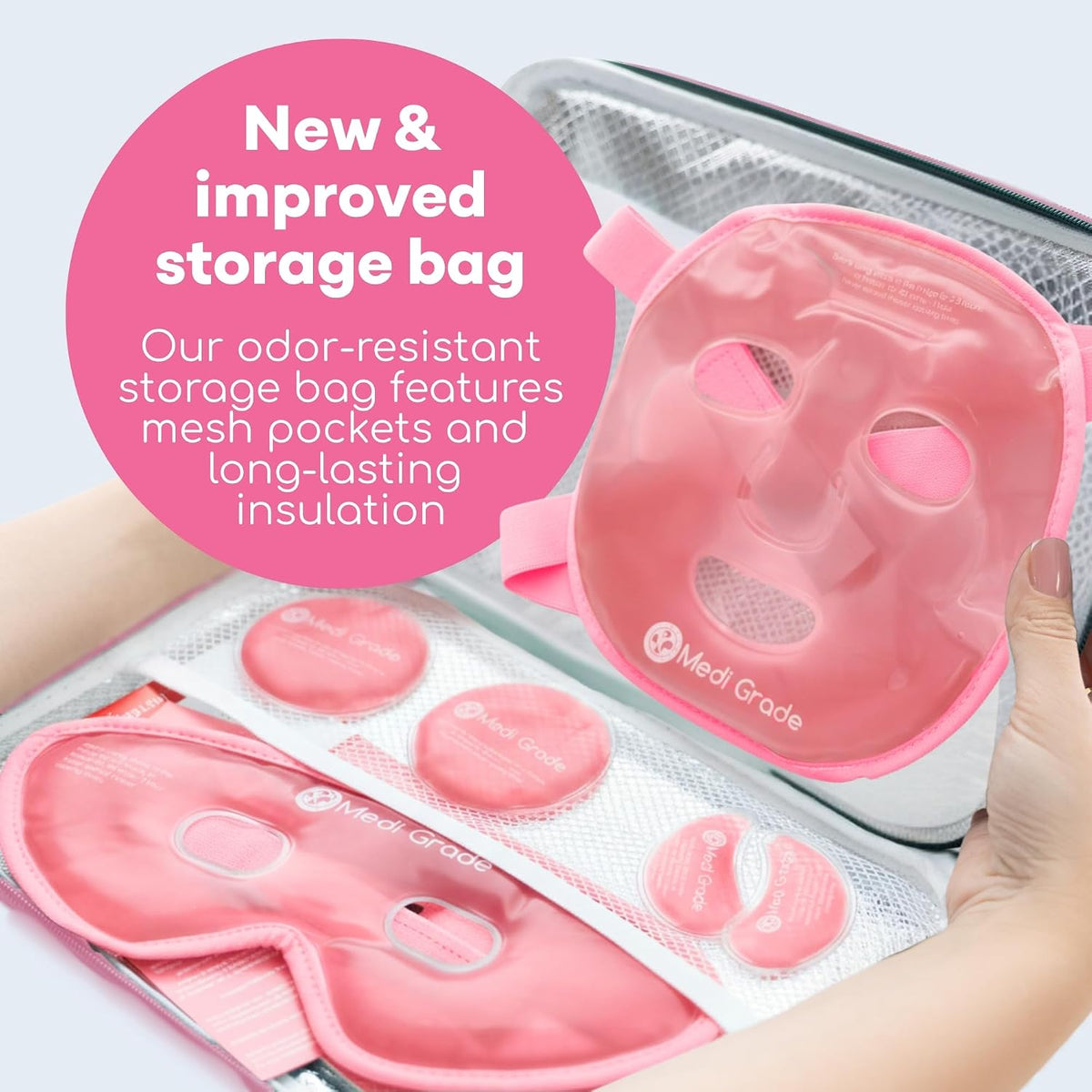 Medi Grade Face Ice Pack and Cooling Eye Mask Set, ChillGel Gel Mask, Green