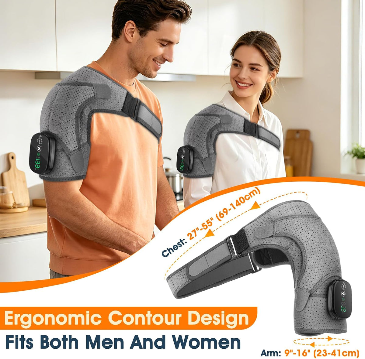 Shoulder Heating Pad with Massage, Rotator Cuff Shoulder Brace for Frozen
