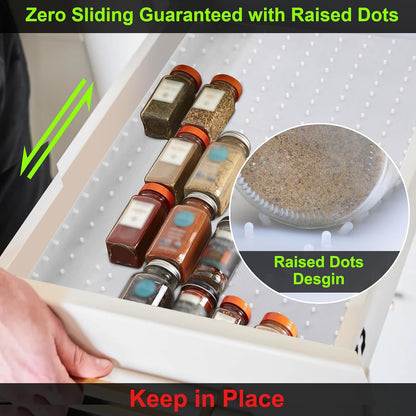 Spice Drawer Organizer Insert - Silicone Spice Drawer Liner Pearl | Adjustable non-slip liner organizer; in-drawer spice rack for seasoning jars, spice bottles, flat kitchen drawer organizer