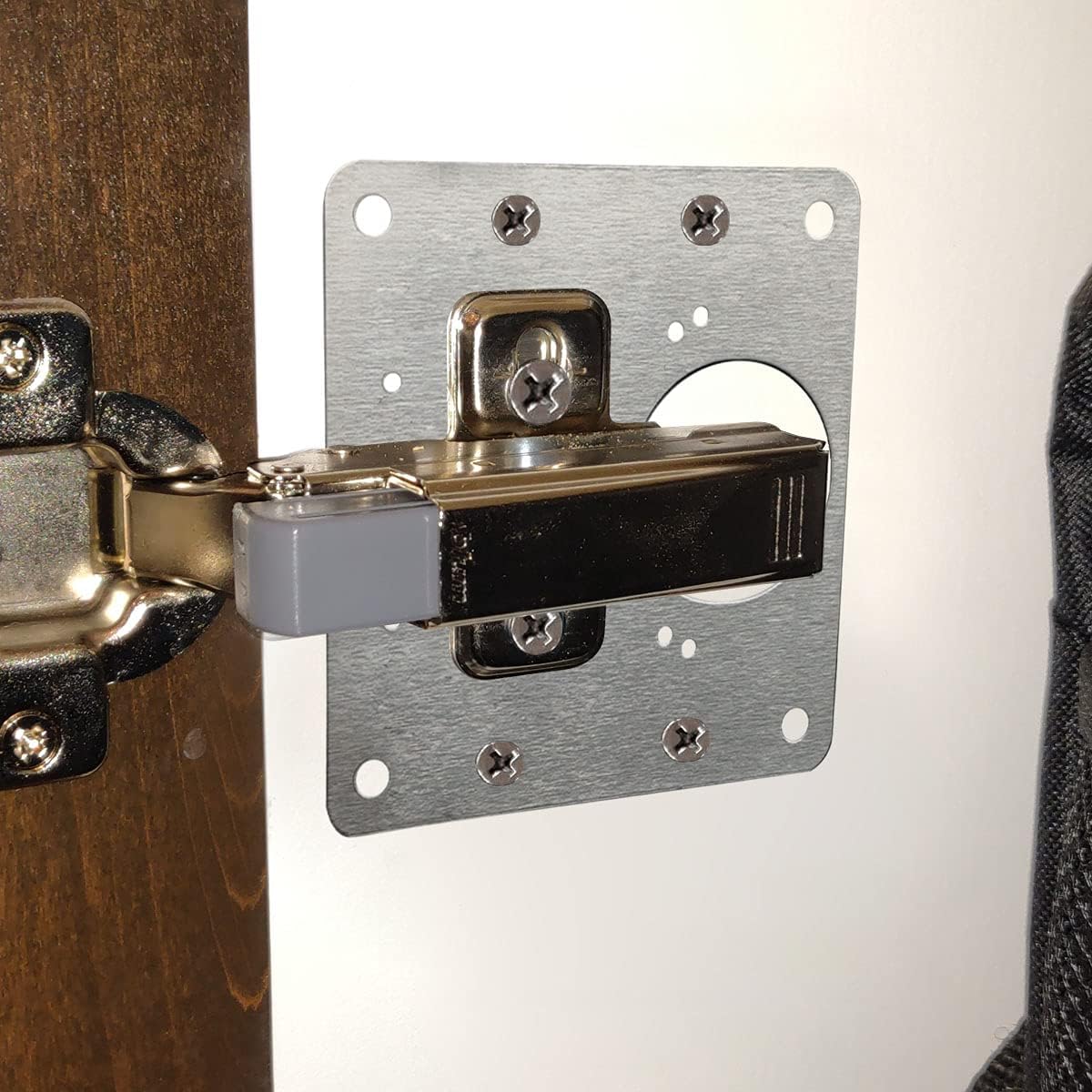 4 PCS Hinge Repair Plate,Stainless Steel Fix The Hinge Side Plate Repair Piece with Mounting Screws for Wood, Furniture, Shelves, Cabinet