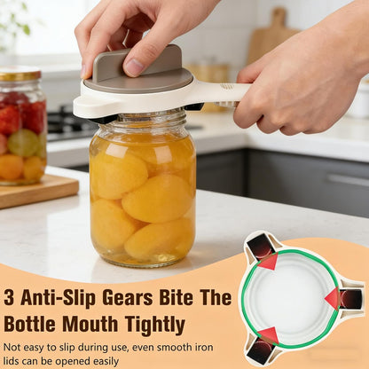 New Jar Opener for Seniors, 4-in-1 Can Openers for Weak Hands & Arthritis Sufferers with Non Slip Teeth, Ergonomic Non-Slip Handle, Fits 1-3.5 Inch Kitchen Mason Jars, Bottle & Cans