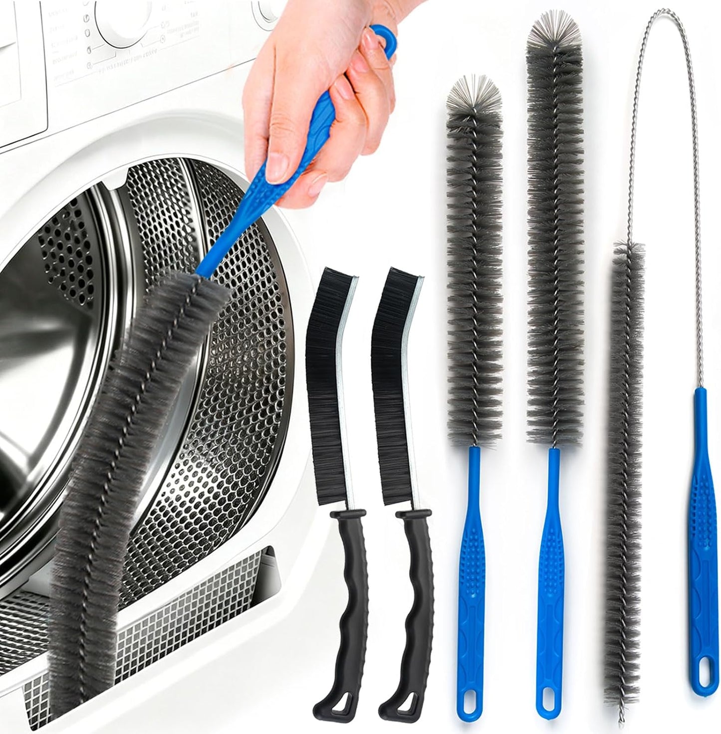 Dryer Vent Cleaner Brush, Drain Brush AC Fan Refrigerator Appliance Brush | 9/15/30 Inch Brush, Improves Efficiency, Durable Nylon Bristles, Easy to Clean Store, Fire Prevent, For Drain Flies