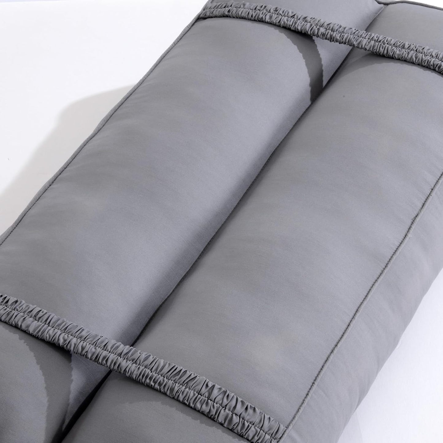 HOMBYS Knee Pillow for Side Sleepers with Elastic Straps, 4" Height Cotton Cover Leg Pillow for Aligns Spine & Relieves Pressure Hip & Leg Elevation, Supportive Pillow for Lower Back, Grey