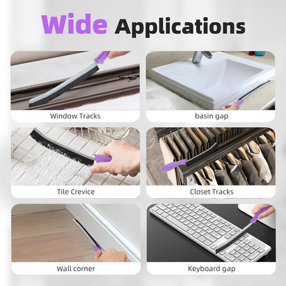 FOOGWEE Hard Bristle Crevice Cleaning Brush - Cleaning Tools for Household Use, Multifunctional Gap Cleaning Supplies for Kitchen, Bathroom, Toilet, Window, Vehicle, Faucets, Grout, Home (Black)