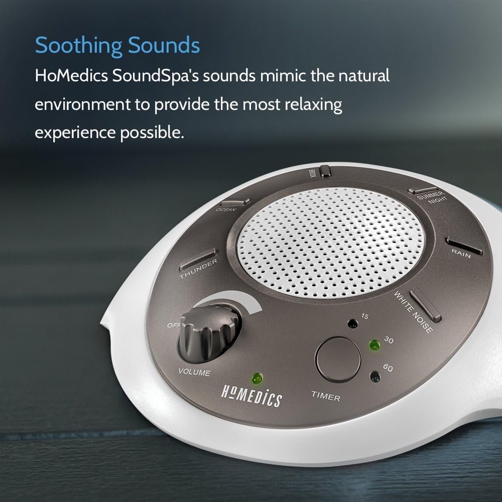 Homedics SoundSleep White Noise Sound Machine, Blue | , Small Travel Sound Machine with 6 Relaxing Nature Sounds, Portable Sound Therapy for Home, Office, Nursery, Auto-Off Timer