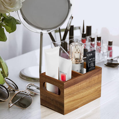 DRASTAR Remote Control Holder, Wood TV Remote Holder, Remote Storage Caddy, Remote Control Organizer (Black, 2 Slots)