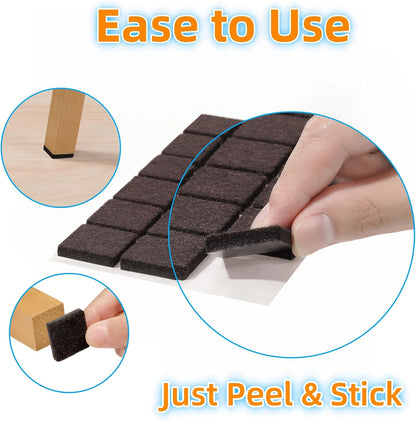 Felt Pads Small 3/8" Felt Pads for Cabinet Doors Bumpers, Cabinet Cushion Dots Felt Cabinet Door Stops, Self Adhesive Thick Bumper Pads to Protect Surfaces -Anti Scratch 234 Pcs Round Brown