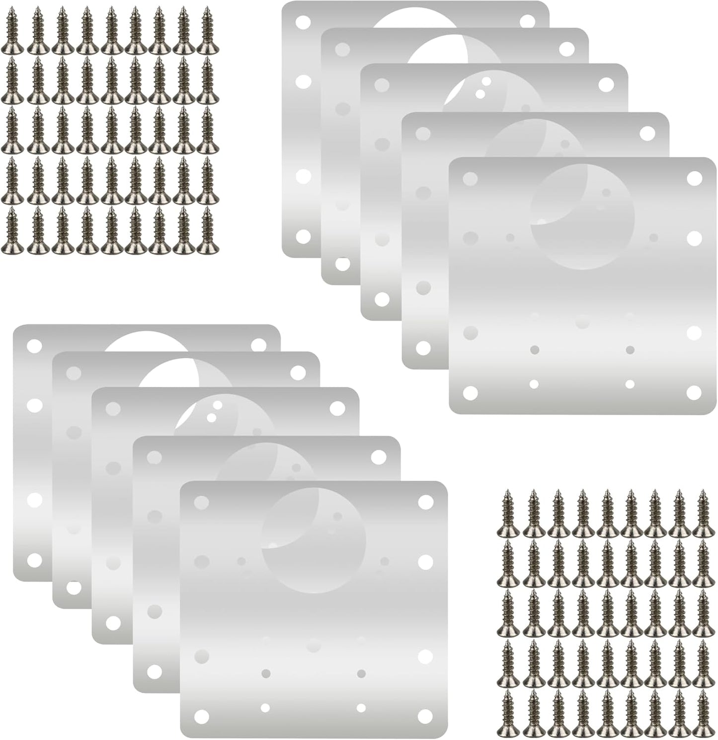 Cabinet Hinge Repair Plate 8Hole Model Stainless Steel Cabinet Repair Board | For Shelves Cabinets Wood and Furniture with screws 10Pcs