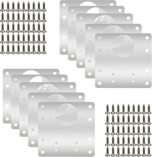 Cabinet Hinge Repair Plate 8Hole Model Stainless Steel Cabinet Repair Board | For Shelves Cabinets Wood and Furniture with screws 10Pcs