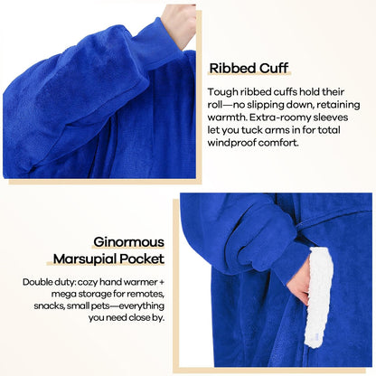 yescool Wearable Blanket Hoodie, Flannel Sherpa Fleece Blanket Sweatshirt for Adults Women Men,One Size Fits All - Colors A