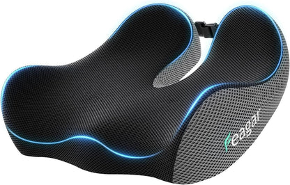 Seat Cushion for Office Chair - Memory Foam Tailbone Cushion | for Desk Chair, Car Seat and Wheelchair - Ergonomic Chair Pad for Hip and Lower Back Comfort - Washable Mesh Cover