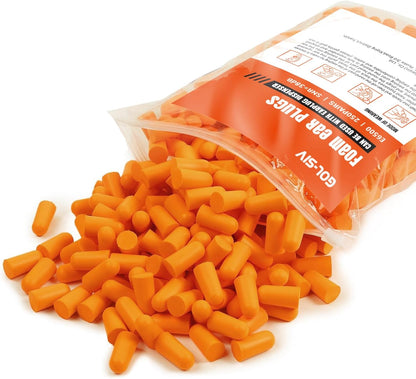 Silicone Corded Ear Plugs, 100 Pairs, SNR 32dB, Orange | Reusable noise reduction earplugs with string. Individually wrapped. For work, construction sites & industrial use.