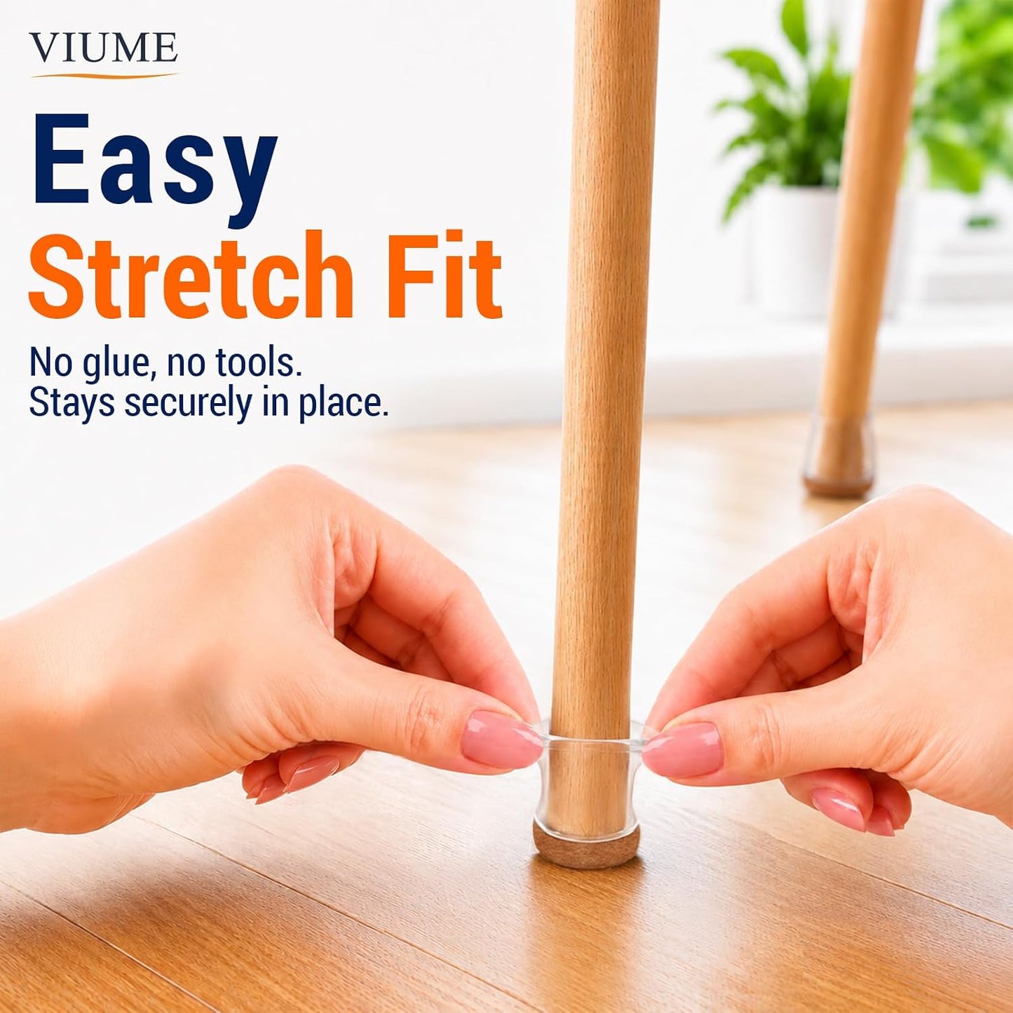 VIUME 24 Pcs Chair Leg Floor Protectors for Hardwood Floors Round | Silicone Covers Felt Pads Furniture Leg Caps Anti-Scratch Reduce Noise Fit (1-5/16" to 2")
