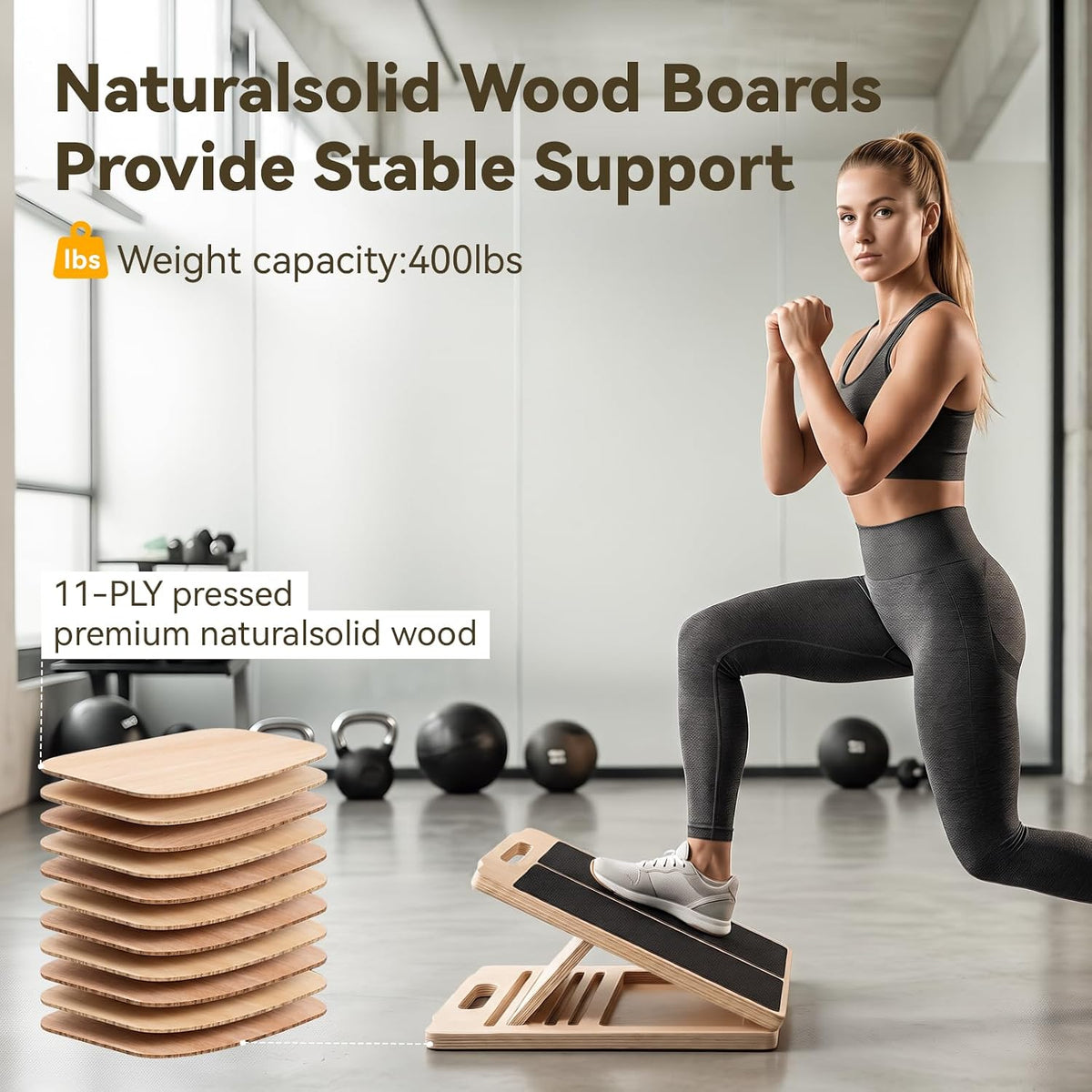 Portable Wooden Slant Board for Calf Stretching Squats Calf Stretcher Pilates Physical Therapy Equipment Adjustable Incline Board for Knees Ankle Heel Feet Leg